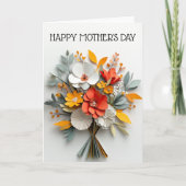 紙ルックフラワーブーケマザーズデイ カード (正面)