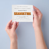 紙レトロヴィンテージオレンジ写真卒業パーティー チラシ (手)