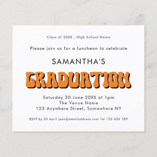 紙レトロヴィンテージオレンジ写真卒業パーティー チラシ (正面)