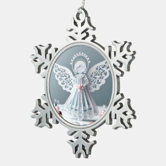 紙レースエンジェルクリスマスクラフツアート スノーフレークピューターオーナメント (右)