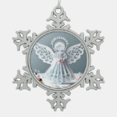 紙レースエンジェルクリスマスクラフツアート スノーフレークピューターオーナメント (正面)