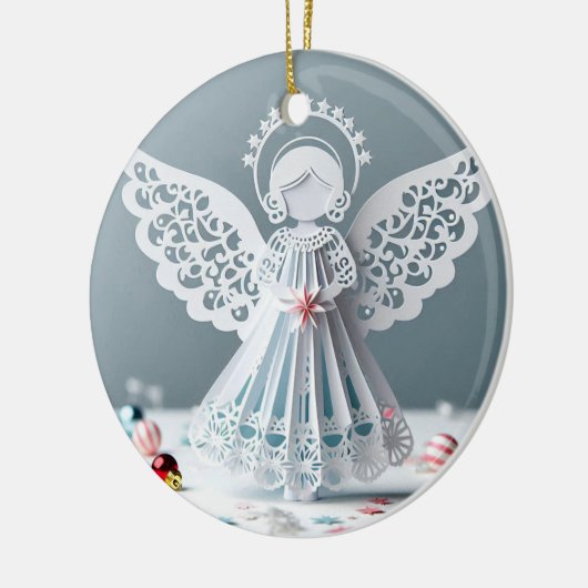 紙レースエンジェルクリスマスクラフツアート セラミックオーナメント (左)
