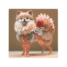 紙ロココポメラニア犬パステルカラー