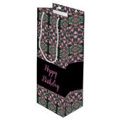 紙ワインスウィートパターン（の模様が）あるブラック抱き枕 ワインギフトバッグ (正面アングル)