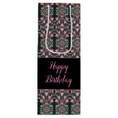 紙ワインスウィートパターン（の模様が）あるブラック抱き枕 ワインギフトバッグ (正面)