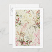 紙上の水彩　シルク生地の海藻デザイン ポストカード (正面/裏面)