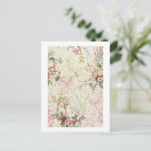 紙上の水彩　シルク生地の海藻デザイン ポストカード (スタンド正面)