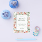 紙予算フローラ赤面セージグリーンブライダルシャワー チラシ (シングル)