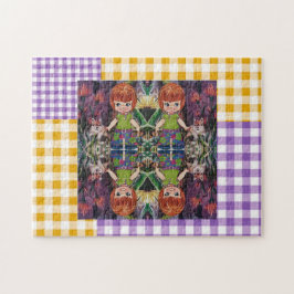 紙人形の格子状パズル ジグソーパズル