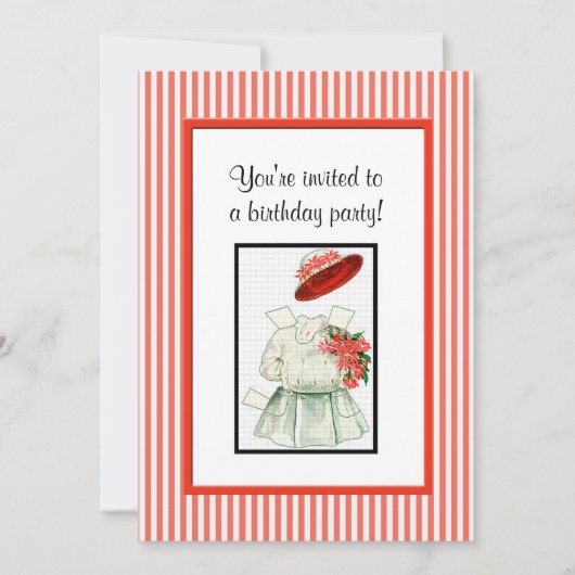 紙人形の誕生日パーティー 招待状 (正面)