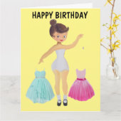 紙人形5X7誕生日ガールカード カード (黄色い花)