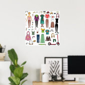 紙人形 ポスター (ホームオフィス)