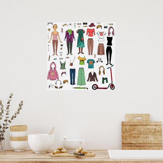 紙人形 ポスター (キッチン)