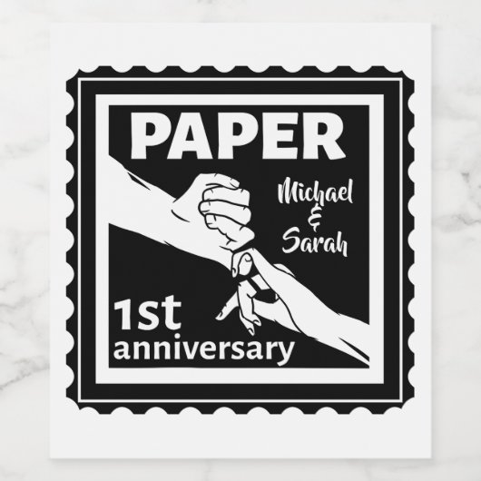 紙伝統的一結婚周年記念 ワインラベル (シングルラベル)