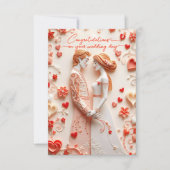 紙切りの新郎新婦の結婚おめでとう カード (正面)