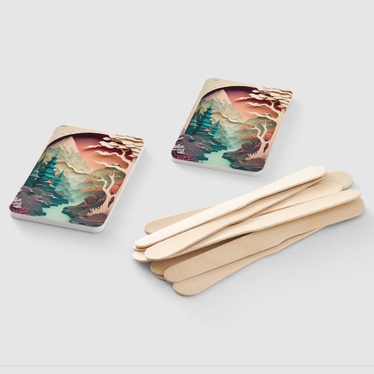 紙切り出しの風景ファンのセット ハンドファン (組立なし)