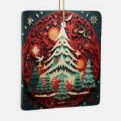 紙切り出しクリスマスツリー セラミックオーナメント (右)