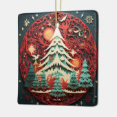 紙切り出しクリスマスツリー セラミックオーナメント (左)