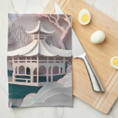 紙切り出しパビリオンランドスケープキッチンタオル キッチンタオル (四つ折り)