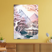 紙切り出しパビリオンランドスケープストレッチ キャンバスプリント (インサイチュ (リビング))