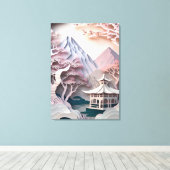 紙切り出しパビリオンランドスケープストレッチ キャンバスプリント (インサイチュ (ウッドフロア))