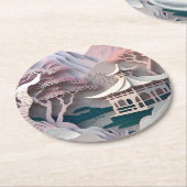 紙切り出しパビリオンランドスケープラウンドコースター ラウンドペーパーコースター (アングル)