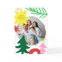 紙切り出しモダン抽象芸術クリスマスフォトカード