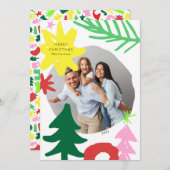 紙切り出しモダン抽象芸術クリスマスフォトカード シーズンカード (正面/裏面)