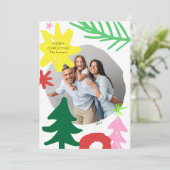 紙切り出しモダン抽象芸術クリスマスフォトカード シーズンカード (スタンド正面)