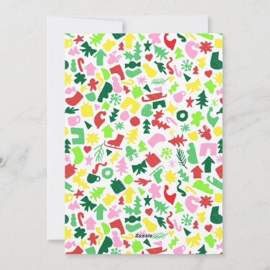 紙切り出しモダン抽象芸術クリスマスフォトカード シーズンカード (裏面)