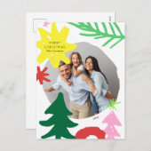 紙切り出しモダン抽象芸術クリスマスフォトカード シーズンポストカード (正面/裏面)