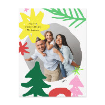 紙切り出しモダン抽象芸術クリスマスフォトカード