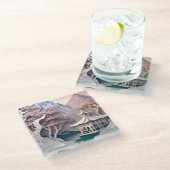 紙切り出しランドスケープとパビリオンガラスコースター ガラスコースター (アングル)