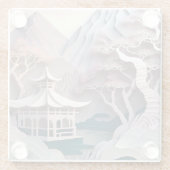 紙切り出しランドスケープとパビリオンガラスコースター ガラスコースター (裏面)