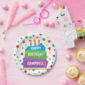 紙吹雪お誕生日ケーキパーソナライズされたパーティープレート ペーパープレート (パーティー)