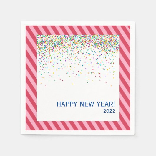 紙吹雪とキャンディストライプーの紙ナプキン スタンダードカクテルナプキン (正面)