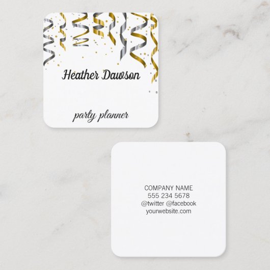 紙吹雪と斑点 スクエア名刺 (正面/裏面)