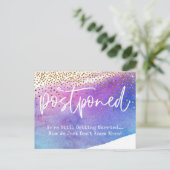 紙吹雪と水の色が延期さ結婚れた通知 ポストカード (スタンド正面)