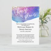 紙吹雪と水の色が延期結婚されたカード 招待状 (スタンド正面)