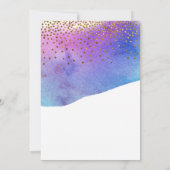 紙吹雪と水の色が延期結婚されたカード 招待状 (裏面)