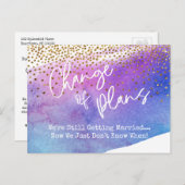 紙吹雪と水の色の変更結婚を延期 ポストカード (正面/裏面)