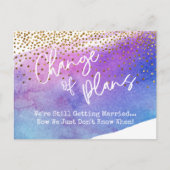 紙吹雪と水の色の変更結婚を延期 ポストカード (正面)