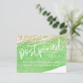 紙吹雪と緑の水の色の延期結婚の ポストカード (スタンド正面)