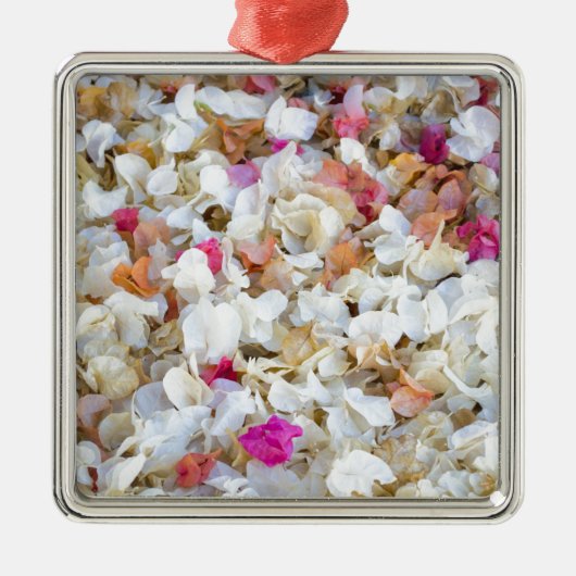 紙吹雪によって乾燥される花 メタルオーナメント (正面)