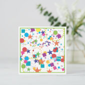 紙吹雪のお祝いの誕生日のパーティの招待状 招待状 (スタンド正面)