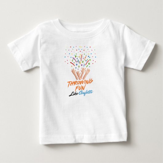 紙吹雪のように楽しさを振りまく ベビーTシャツ (正面)