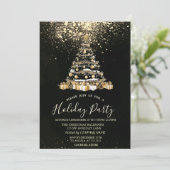 紙吹雪のクリスマスツリーとパーティーのイラスト 招待状 (スタンド正面)