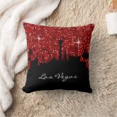 紙吹雪のグリッターのラスベガスの黒く及び赤いスカイライン クッション (ブランケット)