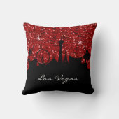 紙吹雪のグリッターのラスベガスの黒く及び赤いスカイライン クッション (裏面)
