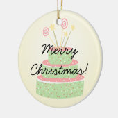 紙吹雪のケーキ • 緑のお誕生日ケーキ セラミックオーナメント (左)